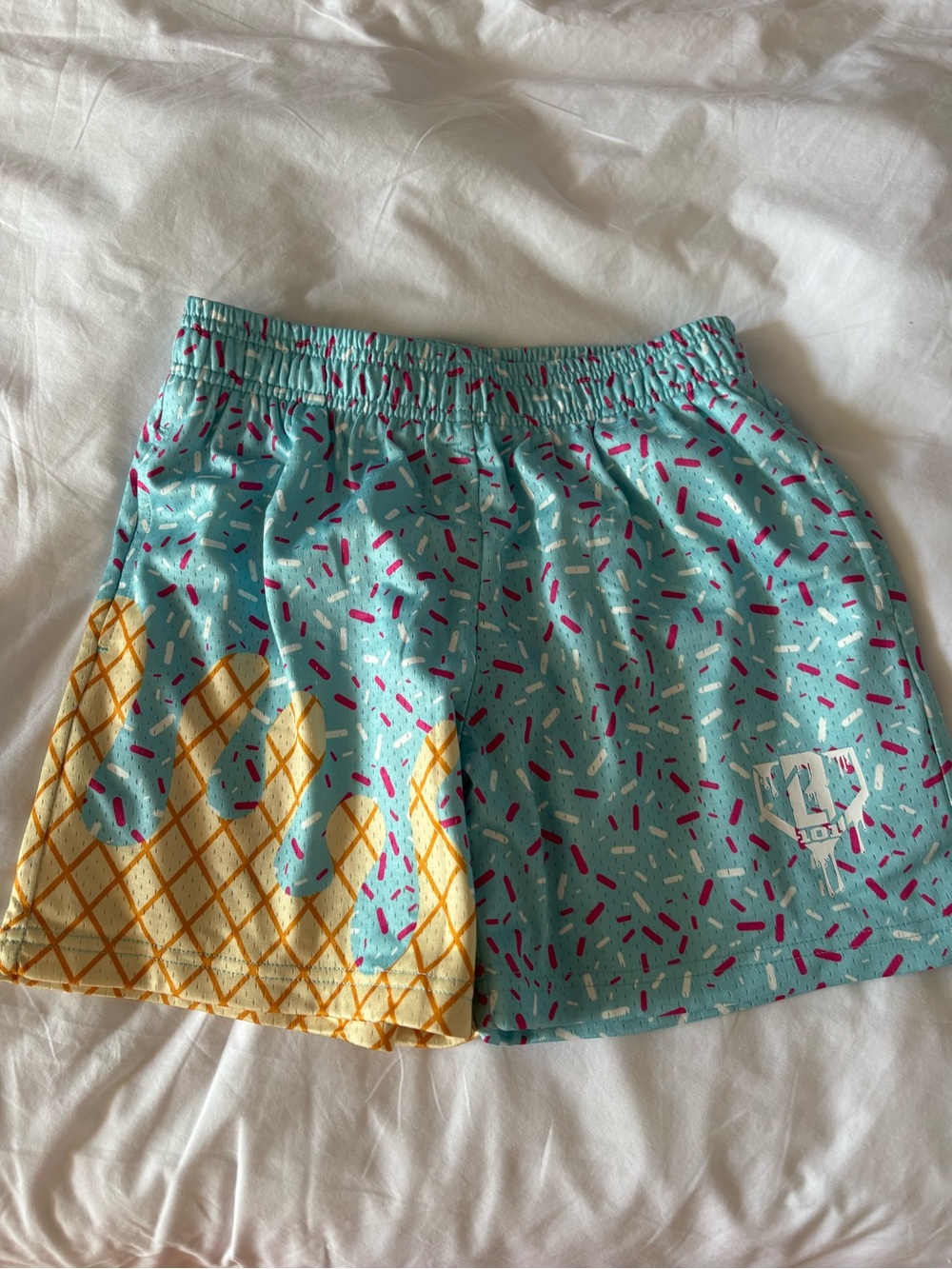 Kids Teal Ice Cream Cone Print Pull-On Shorts